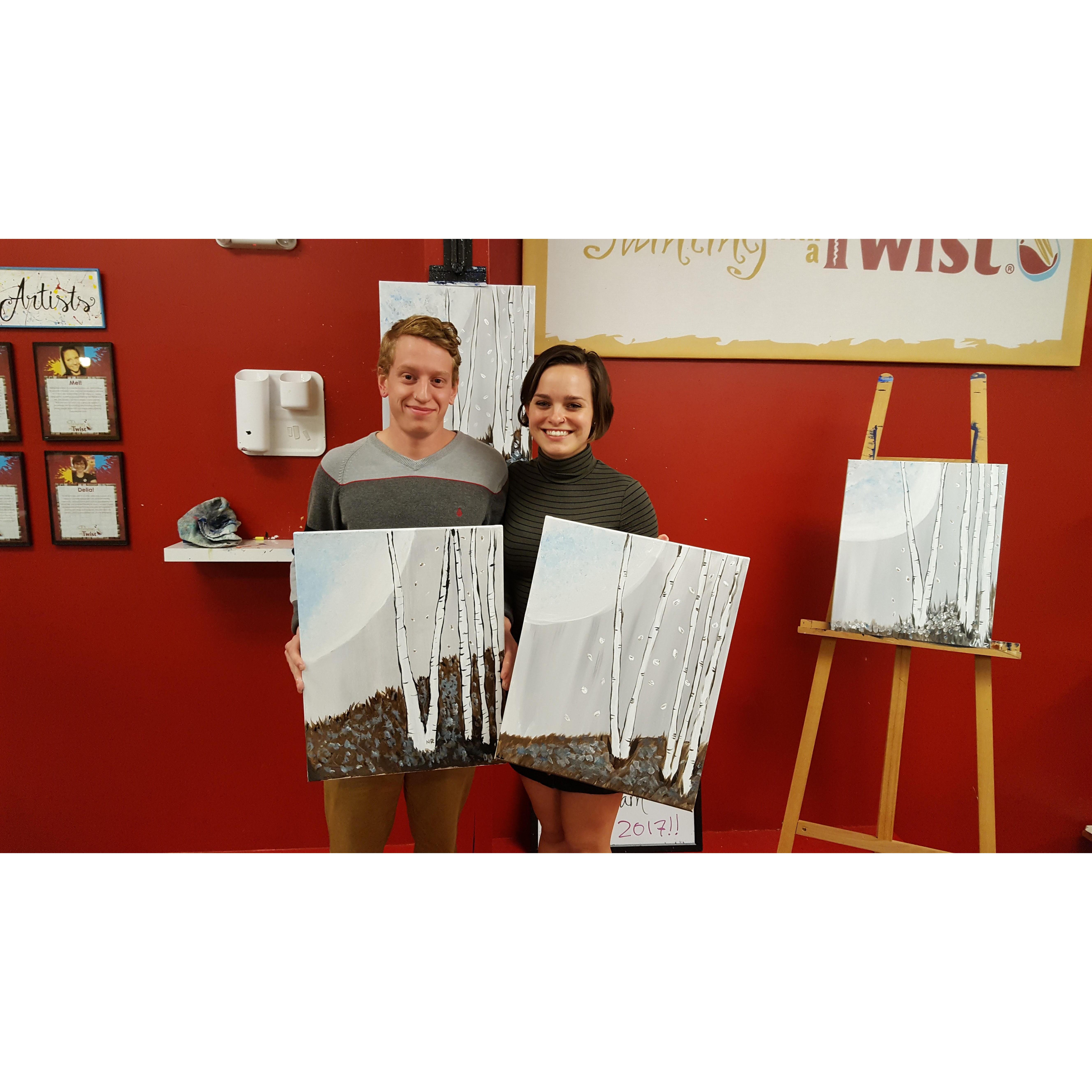Noah and I went to a "paint and drink" class for a date night, it was so much fun!