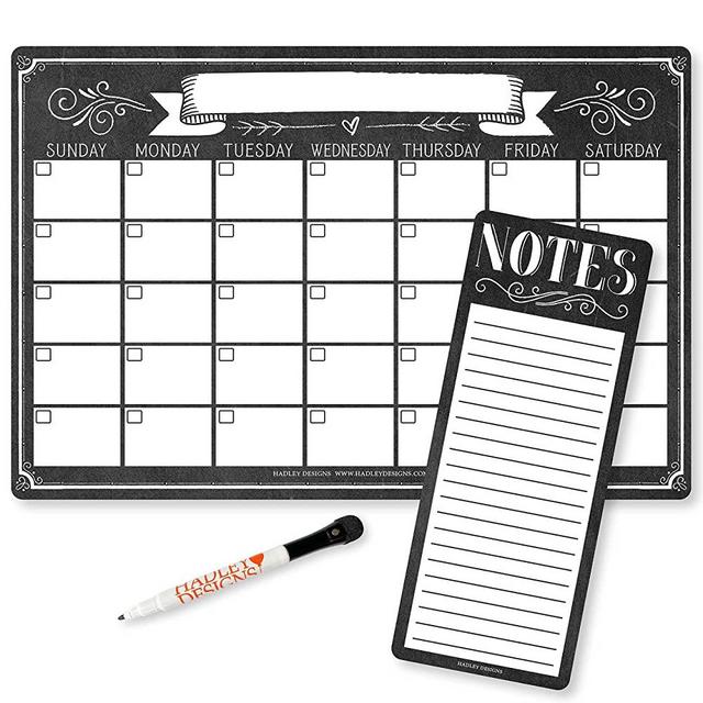 Magnetic Fridge Calendar Dry Erase Magnetic Calendar for Refrigerator - Vintage Magnetic Dry Erase Calendar for Fridge, White Board Calendar for Wall, Dry Erase Board Calendar, Magnetic Notepad