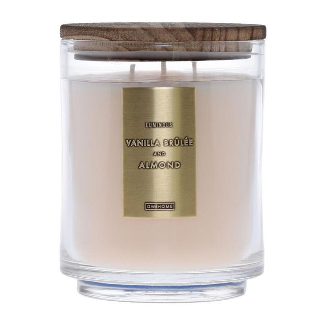 DW Home Vanilla Brulee and Almond Wood-Accent 29 oz. 3-Wick Jar Candle in Ivory