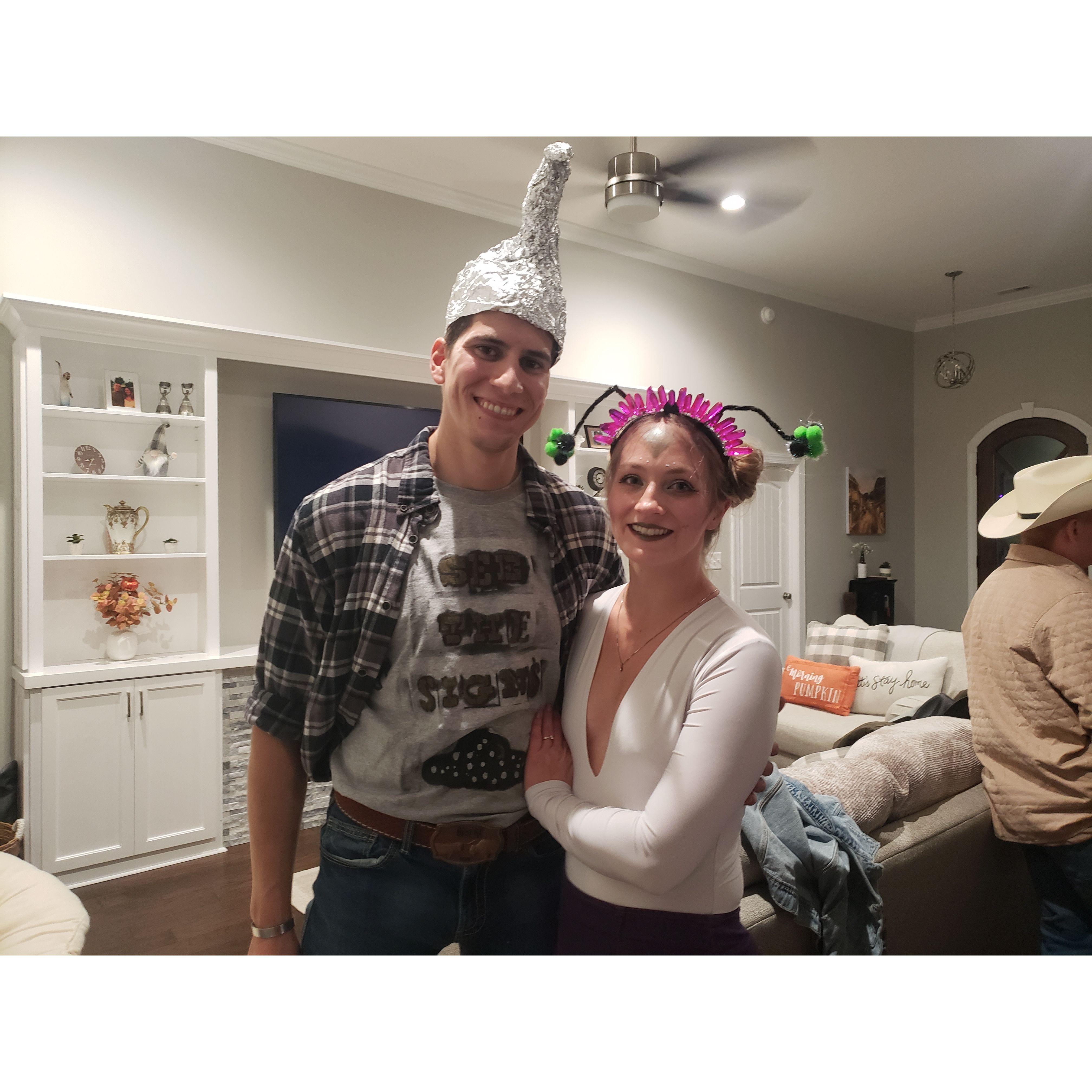 For Halloween Christian was a conspiracy theorist (ignore the hat) and Brittany was an alien