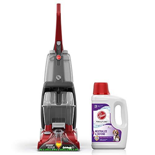 Hoover Power Scrub Deluxe Carpet Washer with Paws & Claws Carpet Cleaning Solution with Stainguard (64 oz), FH50150, AH30925