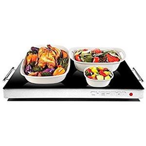 Chefman Electric Warming Tray / Trivet with Adjustable Temperature Control, Perfect For Buffets, Restaurants and Home Dinners, Glass Top Large 21" x 16" Surface to Keep the Food Hot - Black
