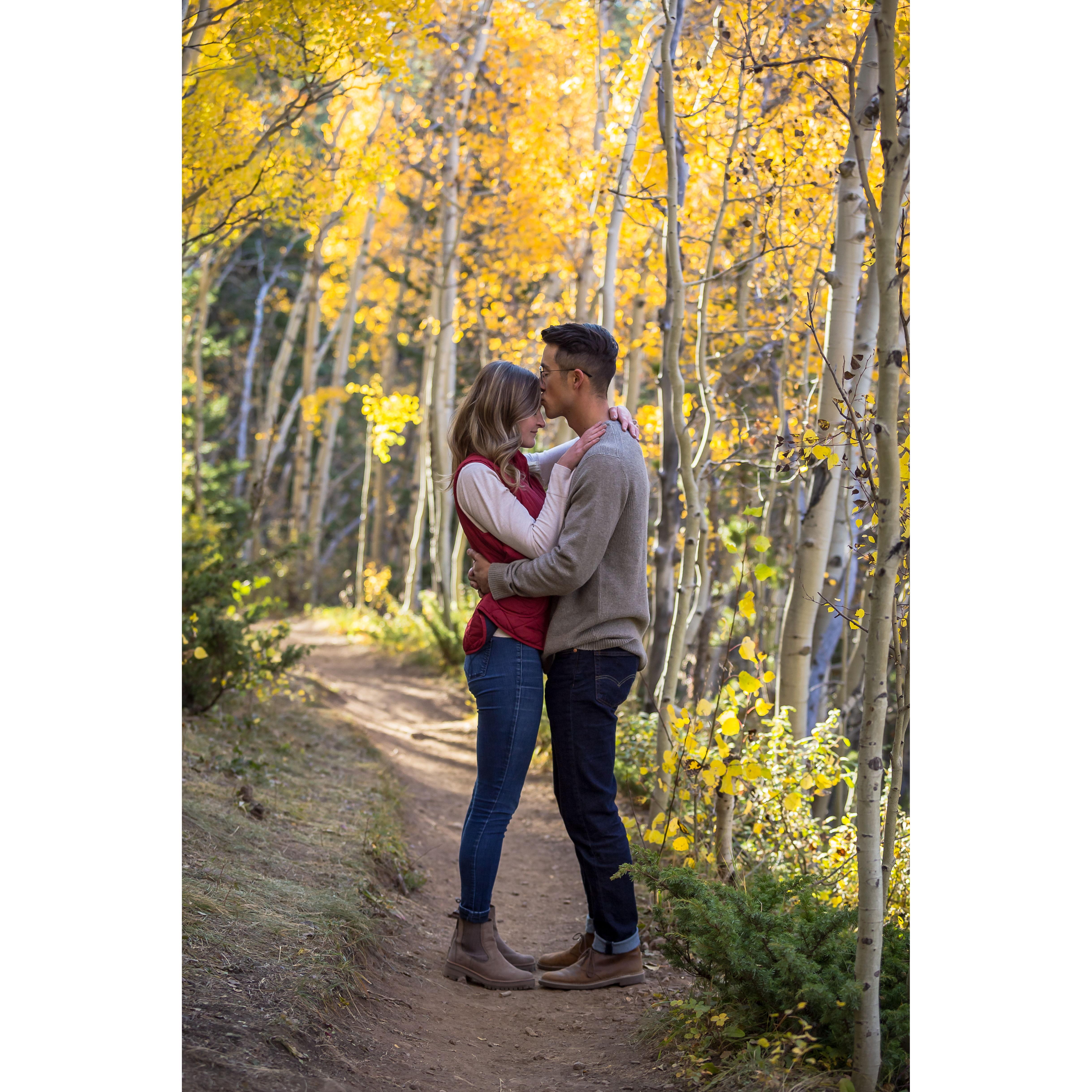 Engagement photos at Aspen Alley in Breckenridge