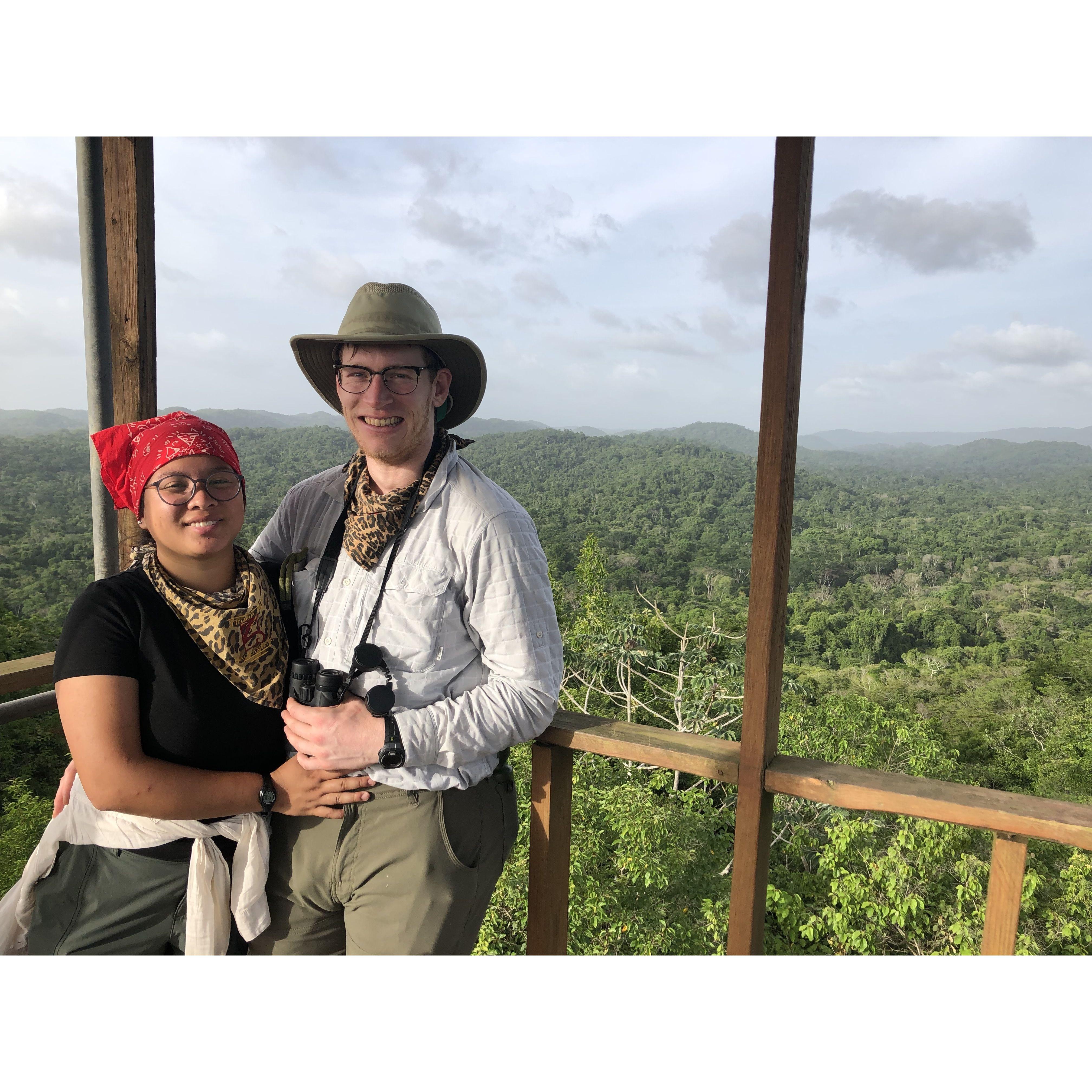 We took lots of photos together in Belize- this one is at the top of a lookout tower at the remote Las Cuevas Research Station!