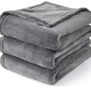 Queen Size Grey Throw Blankets for Bed, Luxury Plush Cozy Fuzzy Blanket 90x90 inches, Super Soft Warm Lightweight Throw Blanket All Seasons Suitable