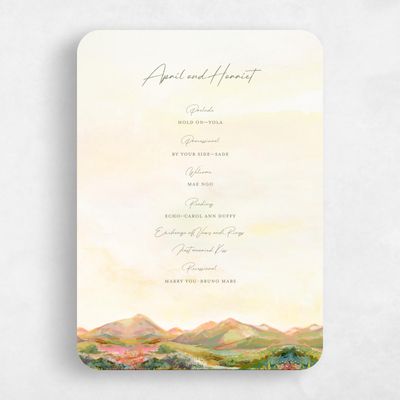 Yellow Rounded Wedding Program - Serene