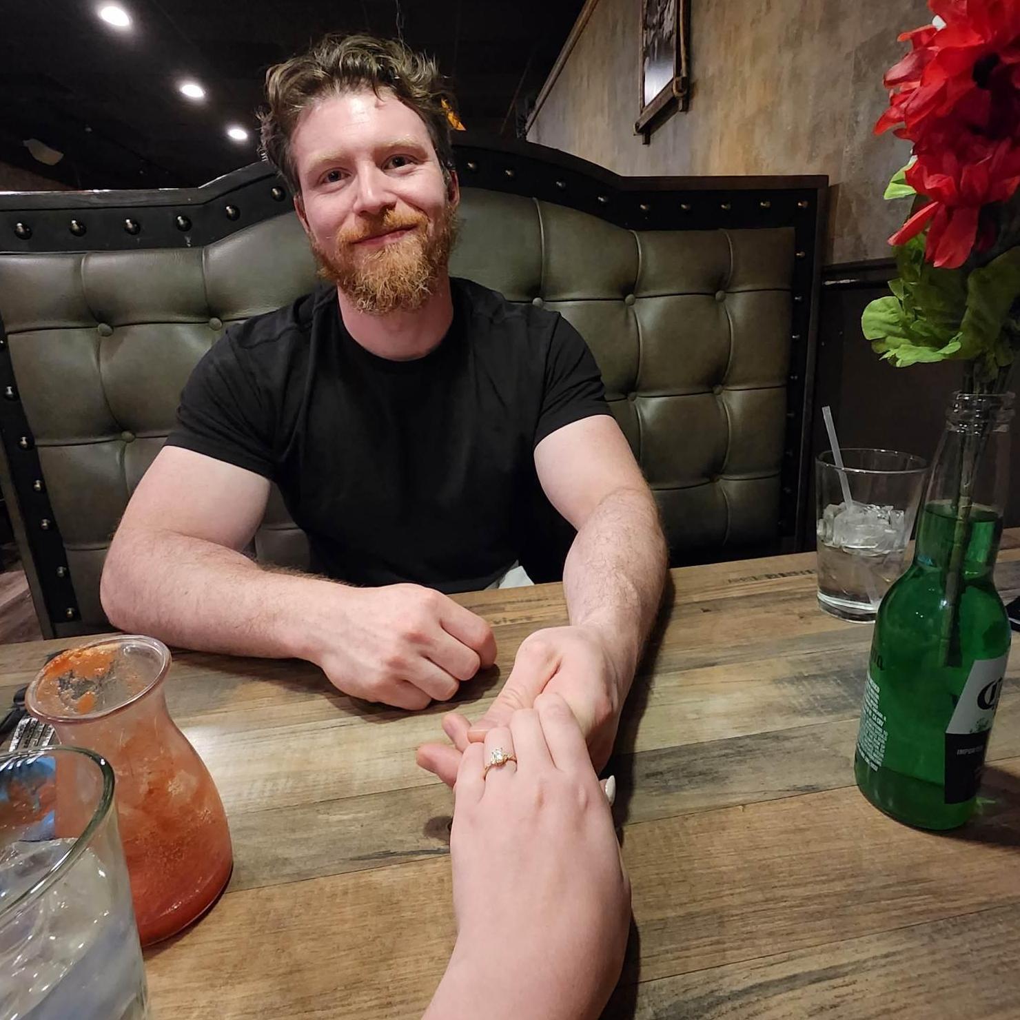Dinner right after getting engaged