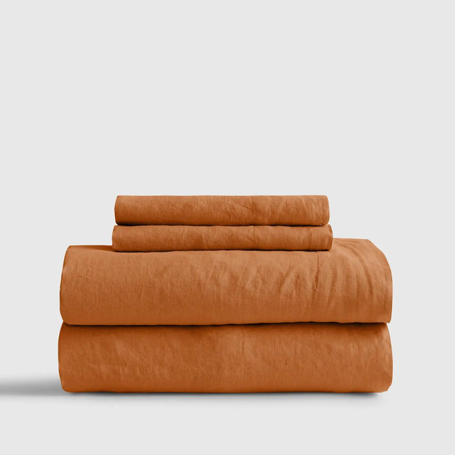 European Linen Sheet Set - Queen Terracotta