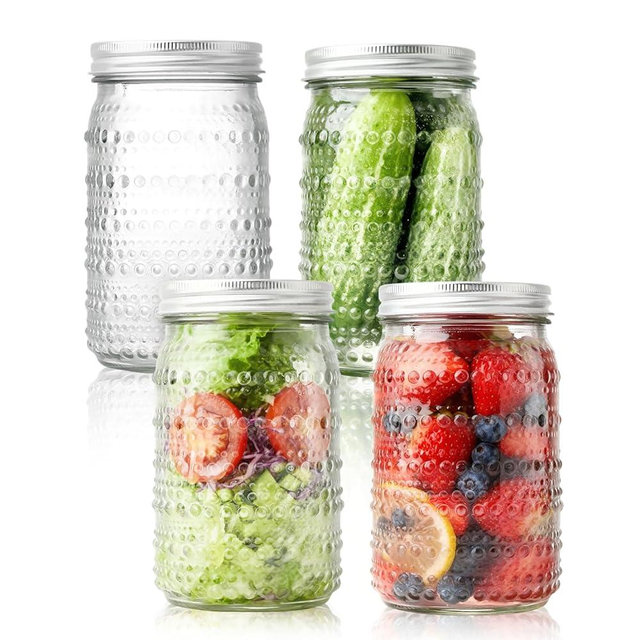 FULGNU Wide Mouth Mason Jars 32oz, 4 Pack Quart Mason Jars with Lids, Glass Canning Jars for Pickling, Storing Food, Meal Prep, Salad Jam, Overnight Oats, Yogurt