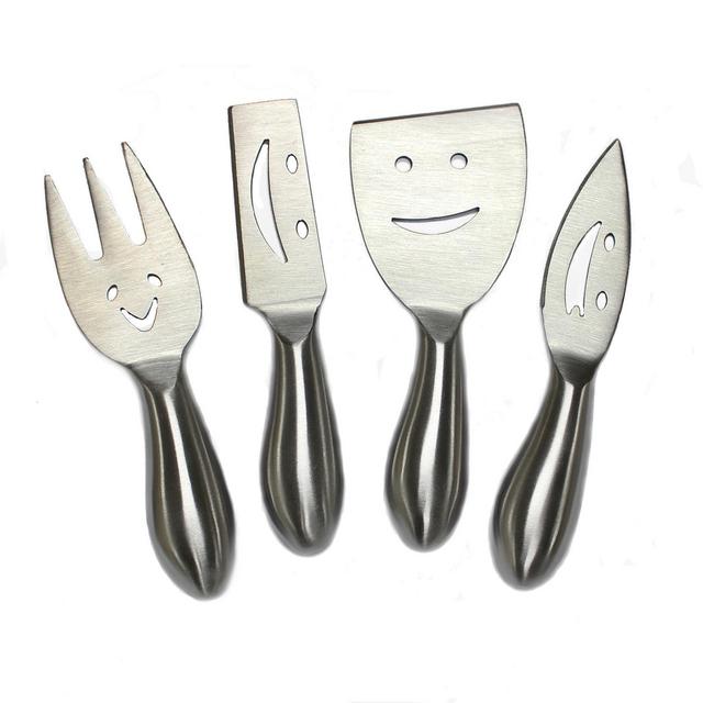 PRODYNE K4F STAINLESS STEEL CHEESE KNIVES WITH HAPPY FACES -SET OF 4