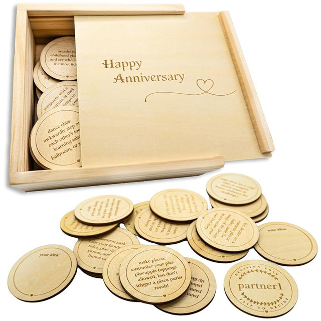 Date Night Box Game - 52 Romantic Date Ideas + 4 Personalized Dates & Decision Maker Coin - Fun Gift for Couples, Anniversaries, Weddings, Bridal Showers Bachelorette Parties, Him & Her, Anniversary