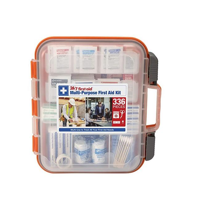 24/7 First Aid 336 Piece First Aid Kit, Orange
