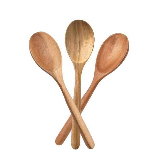 Wooden Spoons for Cooking, Healthy Acacia Wood Spoon Scoops, Kitchen Serving Spoon Set of 3, Food Servers Ladle, Cooking Utensil For Soup Stirring, Salad Servers