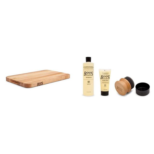 John Boos MPL1812125G Chop-N-Slice Select Maple Edge Grain Cutting Board, 18 Inches x 12 Inches x 1.25 Inches & Block Cutting Board Care and Maintenance Set, 5 Ounce