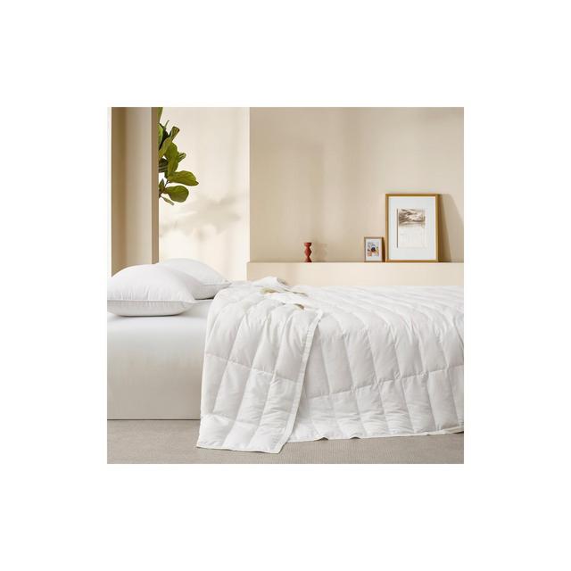 Puredown Ultra-Lightweight White Down Blanket,Soft Bed Cover For All Season, White/ Tencel, 90x90 inches