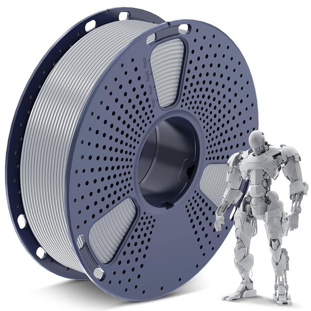 SUNLU PLA 3D Printer Filament PLA Filament 1.75mm, Neatly Wound 3D Printing Filament 1.75mm, Dimensional Accuracy +/- 0.02 mm, Fit Most FDM 3D Printers, 1kg Spool (2.2lbs),Silver