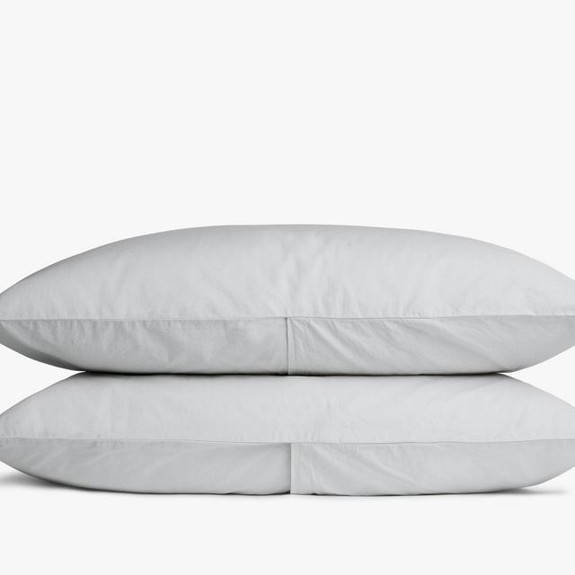 Percale Pillowcase Set in Light Grey