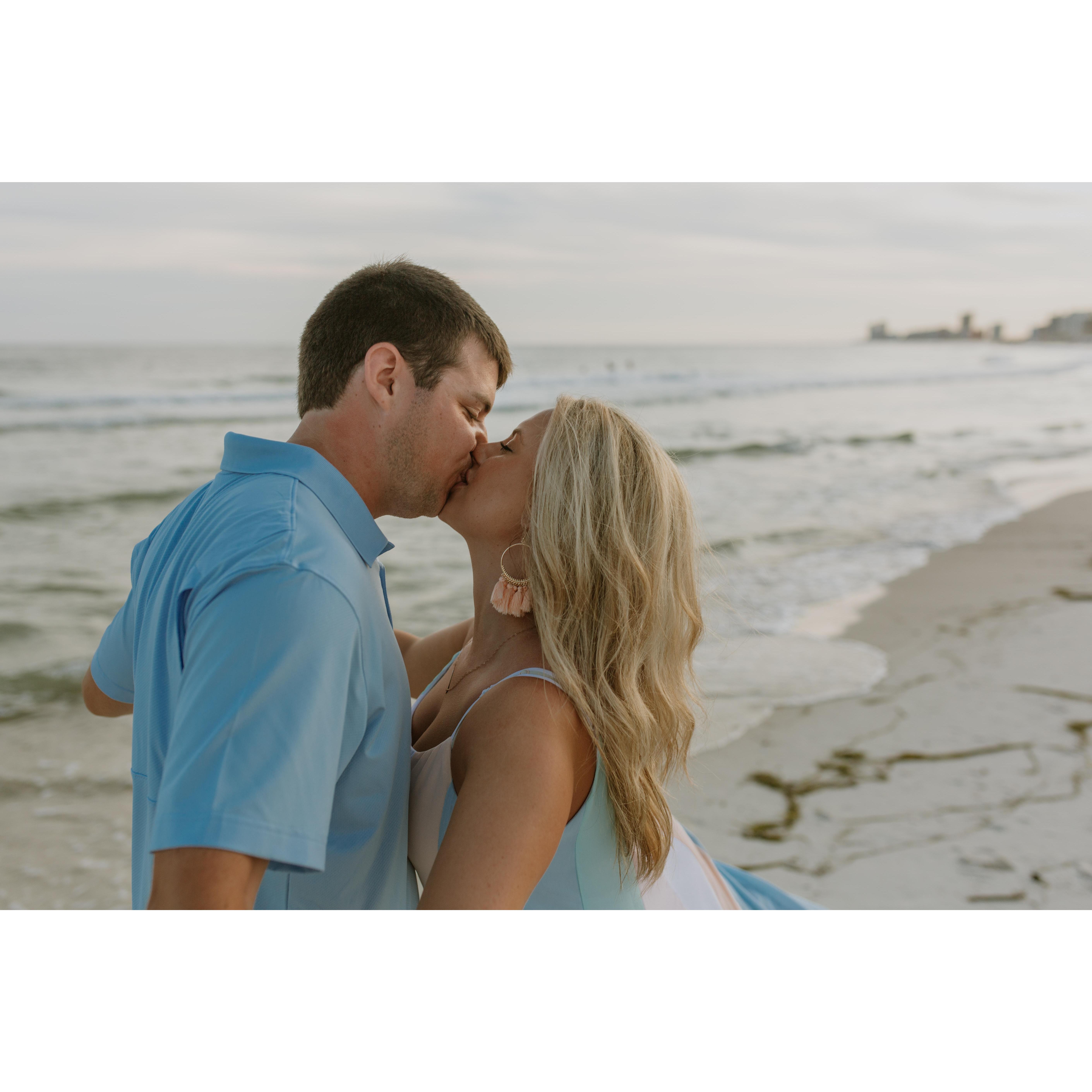 He's is trying to get away so he can get into position to propose but I had no idea so I stole a kiss