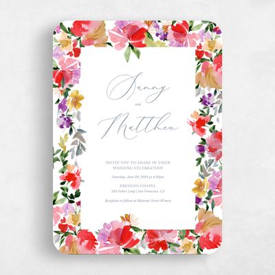 Red Rounded Wedding Invitation - Springboro Portrait
