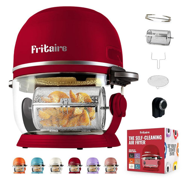 Non Toxic Air Fryer™ - Glass AirFryer 5 Quart w/ 360 Visibility, Self-Cleaning, 400F Vortex Air Fryer for Even Cooking, BPA-Free Teflon Free, 6-in-1 Functions, Rotisserie, Roast, Bake, Cherry