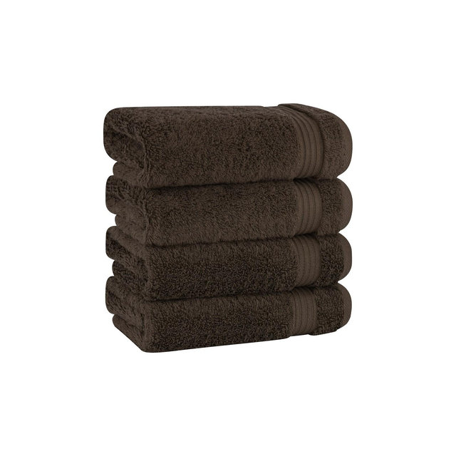American Soft Linen Bekos 4 Pack Hand Towel Set, 100% Cotton Hand Towels for Bathroom, Brown