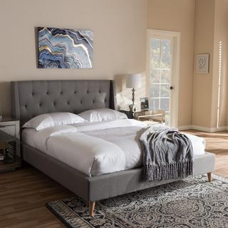 Retro Modern Upholstered Platform Bed