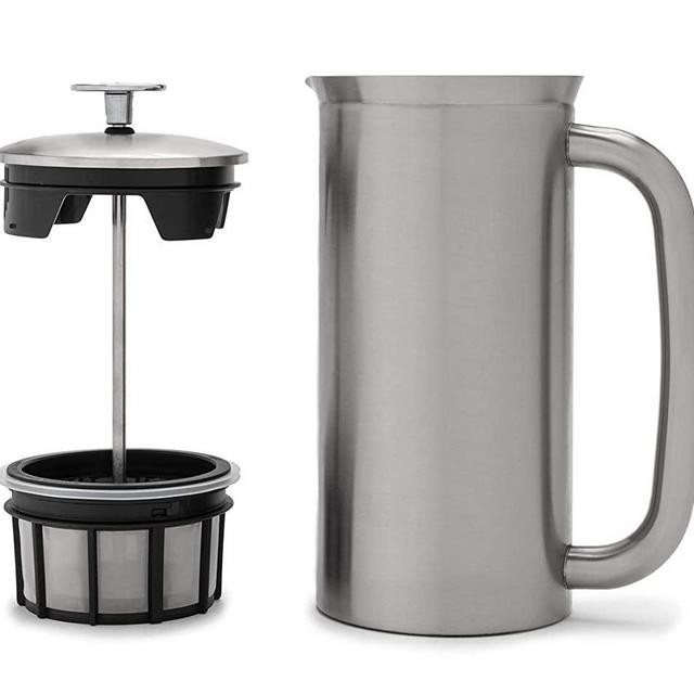 ESPRO P7 Double Walled Stainless Steel Vacuum Insulated Coffee French Press, 32 Ounce, Brushed Stainless Steel
