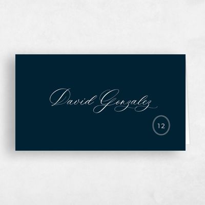 Darkest Teal, Blue Wedding Place Card - St Anne