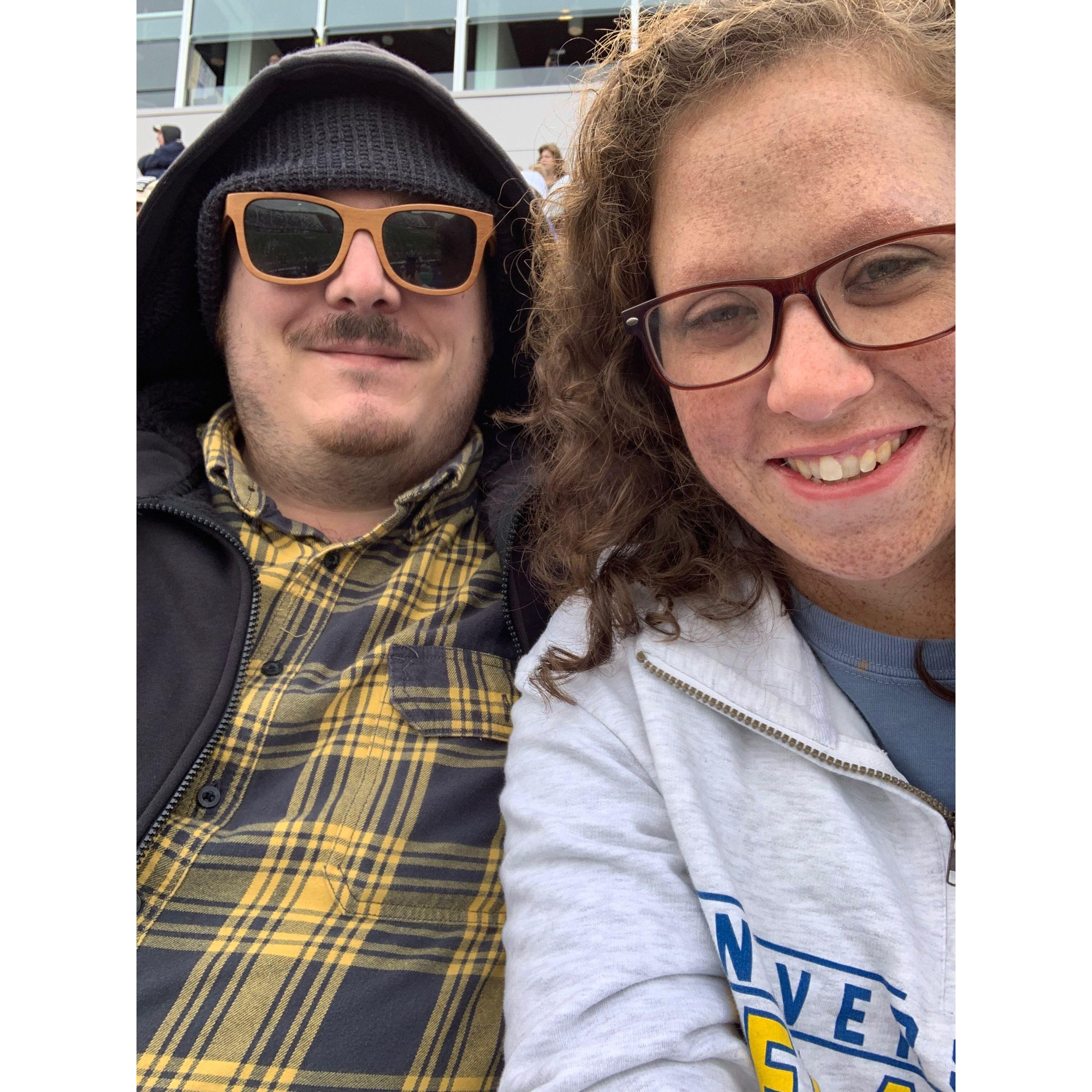 Let's go Blue Hens, our first football game together.