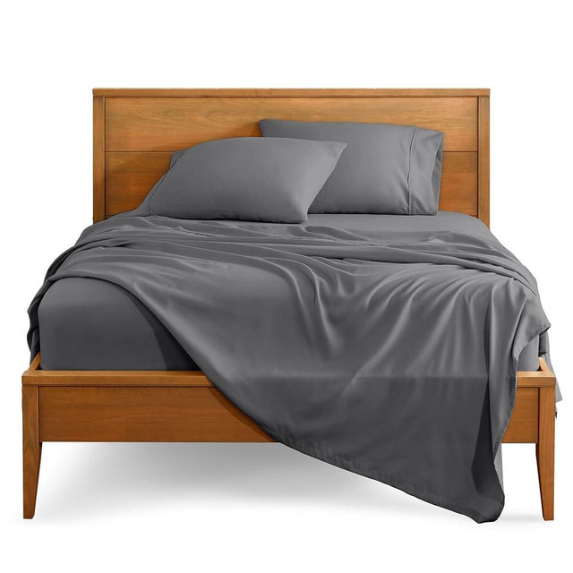 Bare Home Full Sheet Set - Luxury 1800 Ultra-Soft Microfiber Full Bed Sheets - Double Brushed - Deep Pockets - Easy Fit - 4 Piece Set - Bedding Sheets & Pillowcases (Full, Grey)
