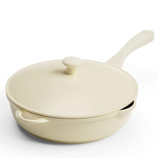 Lynnee 11-Inch Nonstick Fry Pan – Ceramic Coated, Aluminum Skillet, PFOA-Free, Easy Clean, Non-Toxic & Stylish Kitchen Cookware (Eggshell)