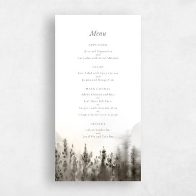 Dark Taupe, Grey Wedding Menu - Grove