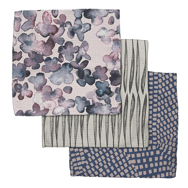 GEOMETRY Kitchen Dish Cloths - Quick Dry Dishcloths for Kitchen - Premium Dish Rags with Geoweave - 3-Pack Set (Tiny Petals)