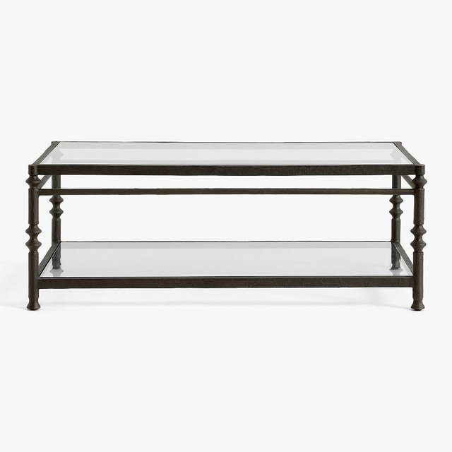 Estelle Rectangular Metal Coffee Table, Matte Black, 49"