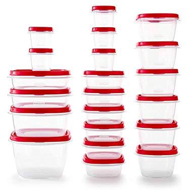Rubbermaid 2063704 Easy Find Vented Lids Food Storage Container, 42pc New, Racer Red