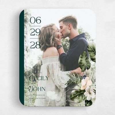 Green Rounded Wedding Save the Date - Katmai Photo