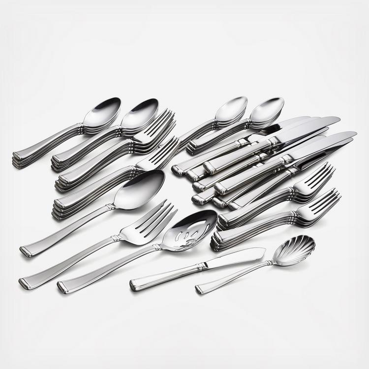 Lenox, Gorham Column Frosted 45-Piece Flatware Set, Service for 8