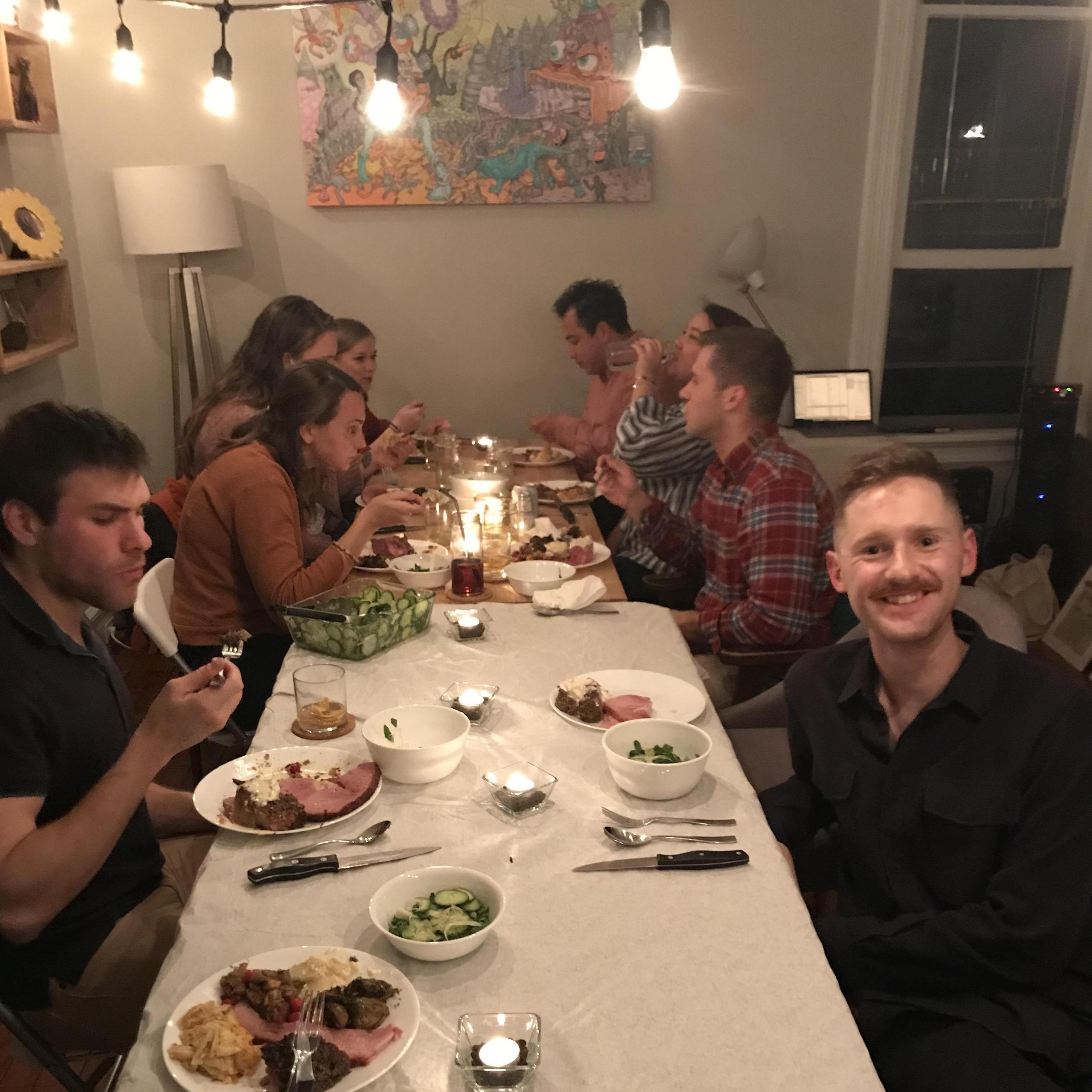 Hosting Friendsgiving in our tiny one bedroom apartment (2019)