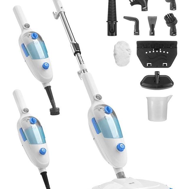 Steam Mop for Floor Cleaning, 10in1 Multi Purpose Handheld Steamer Cleaner Detachable for Vinyl, Laminate, Carpet, Tile Hard Floor Grout w/ 2 pad, 23ft Cord, 15oz Tank, Adjustable Steam & Height