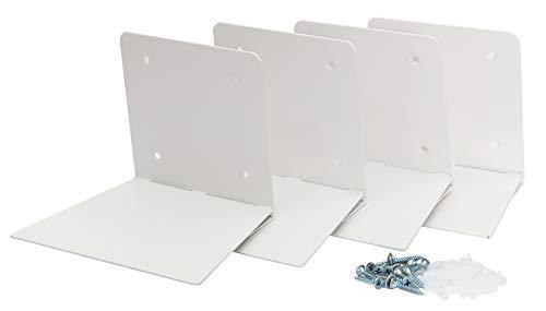 STORAGE MANIAC 4-Pack Large Rustless Invisible Floating Bookshelf, Heavy-duty Book Organizer, White