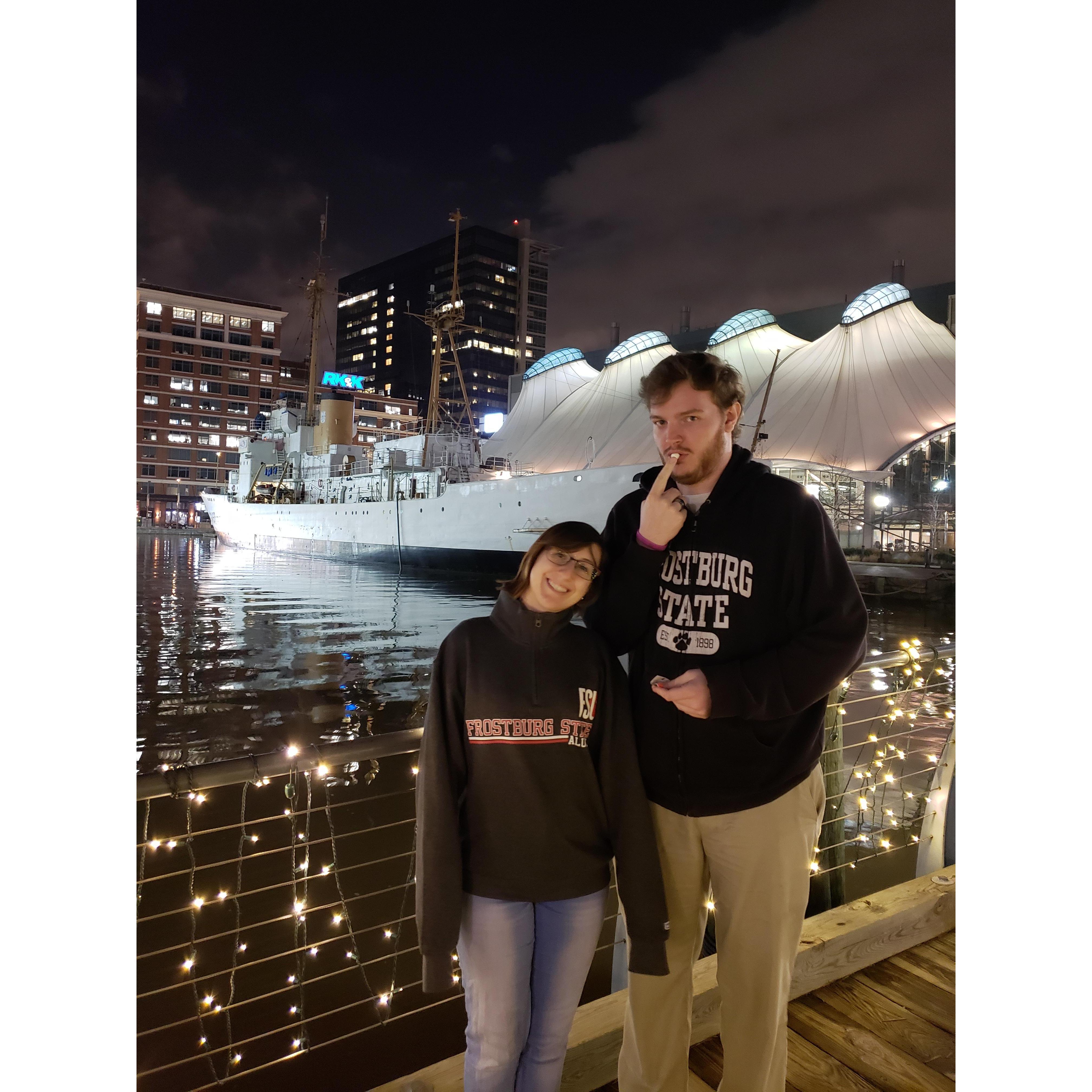 We went out to eat at the Baltimore Harbor. After stuffing ourselves at a Brazilian BBQ we went for a walk on this beautiful bridge.