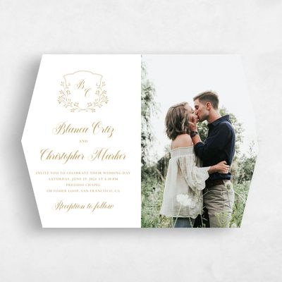 Yellow Diamond Wedding Invitation - Estera Photo