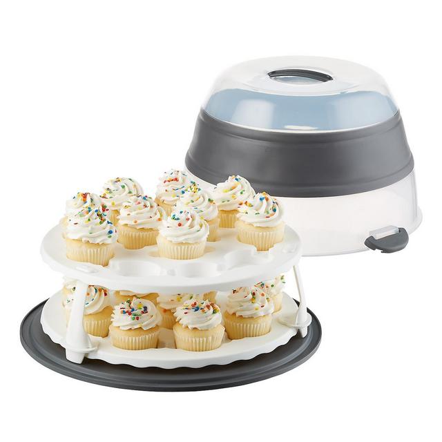 LavoHome Cake and Cupcake Carrier Storage Container with Server