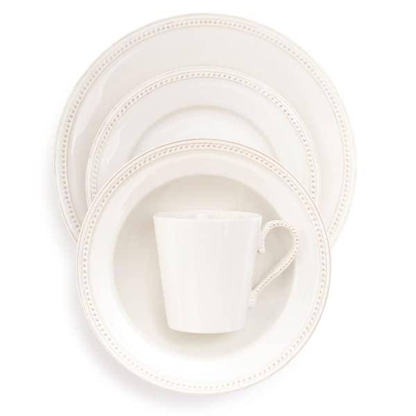 Sur La Table Pearl Stoneware 16-Piece Dinnerware Set, White