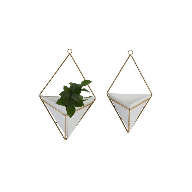 Set of 2 Metal Hanging Planters White - CosmoLiving by Cosmopolitan