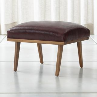 Cavett Leather Wood Frame Ottoman