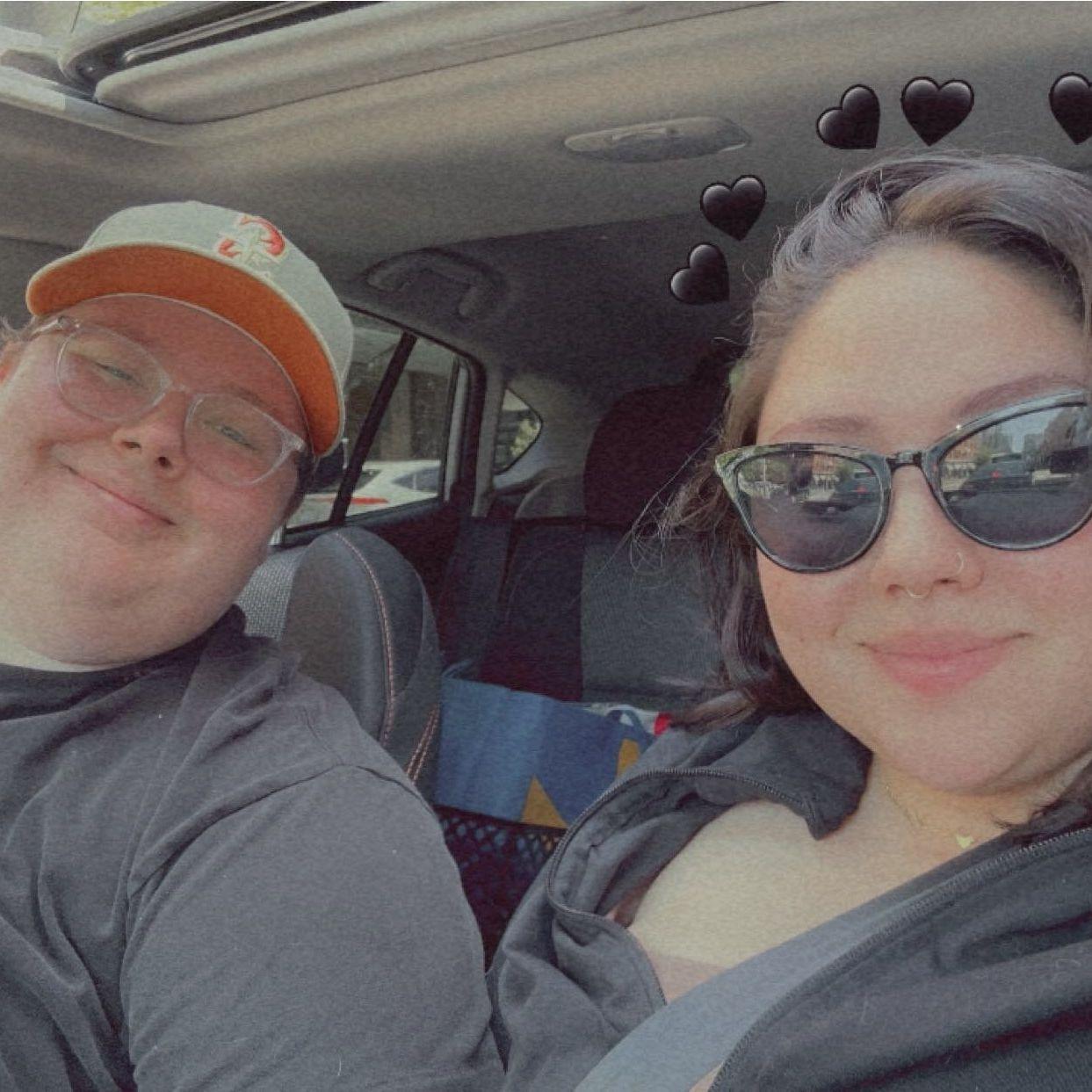 In the car listening to Mel’s amazing playlists.