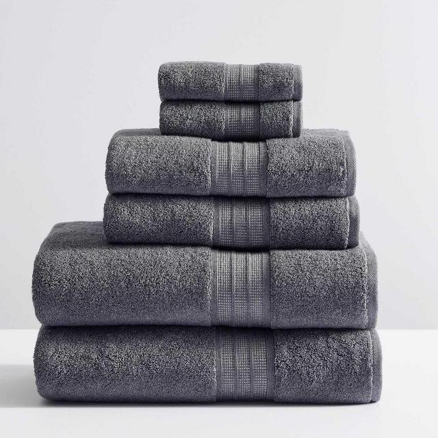 Heathered Charcoal Hydrocotton Organic Bath/Hand/Washcloth, Set of 6