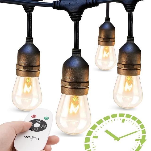 addlon 48 FT Outdoor String Lights Timer Control Commercial Grade Weatherproof 18 Edison Vintage Bulbs ETL Listed Heavy-Duty Decorative Christmas Lights for Patio Garden