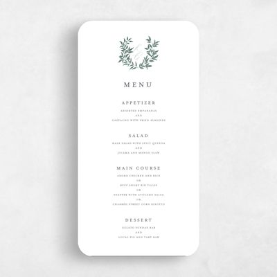 White Rounded Wedding Menu - Willow
